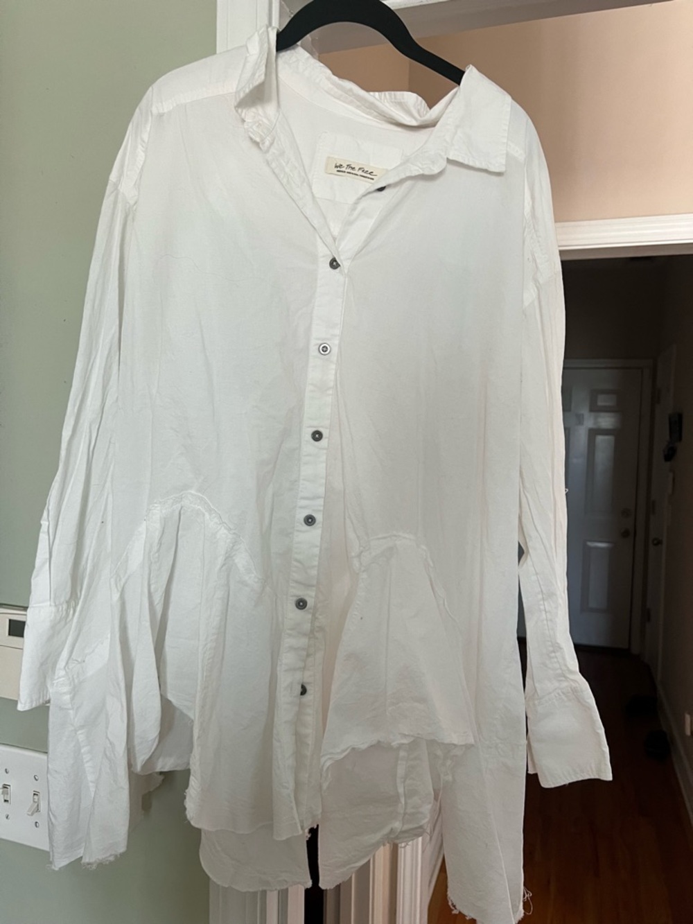 We the Free lightweight White Button-Up Tunic Shirt